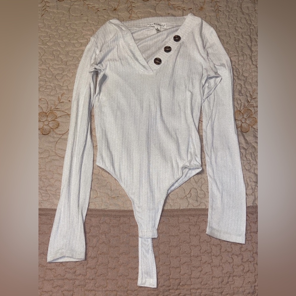 White soft long sleeved bodysuit